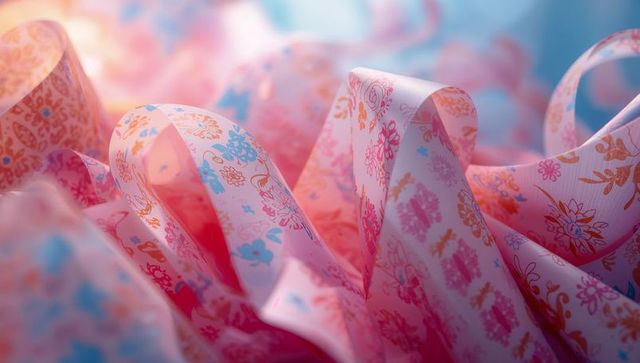 Pastel Floral Decorative Ribbons Folding Aesthetically in Soft Light