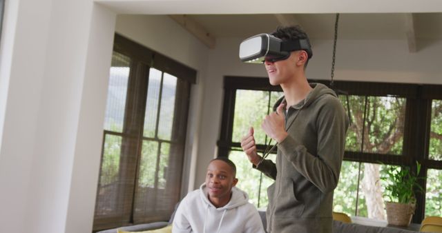 Teens Experiencing Virtual Reality Gaming in Living Room - Download Free Stock Images Pikwizard.com