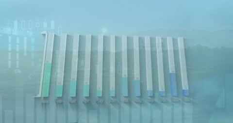 Digital Financial Graph Overlay on Scenic Landscape