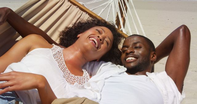 Happy Couple Relaxing in Hammock on Beach - Download Free Stock Images Pikwizard.com