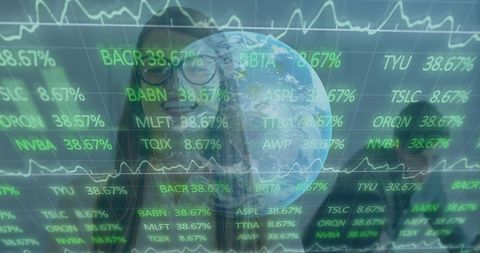 Business Professional Analyzing Stock Market Trends and Global Networks