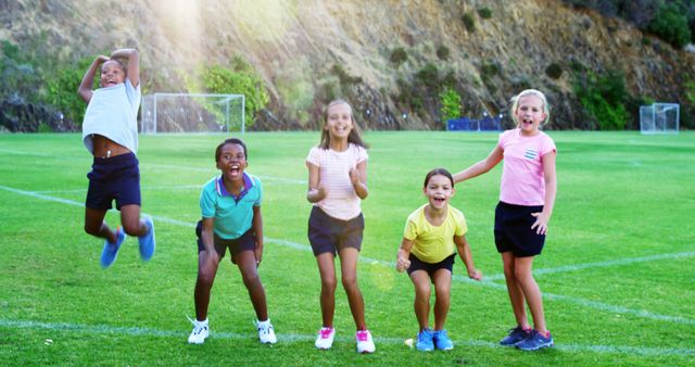 Diverse Group of Happy Children Playing on Green Field - Download Free Stock Images Pikwizard.com