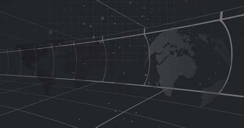 Futuristic data tunnel with digital nodes in cyberspace