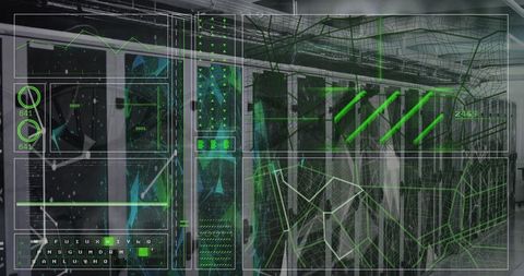 Futuristic Virtual Interface in Data Center with Server Racks - Download Free Stock Images Pikwizard.com