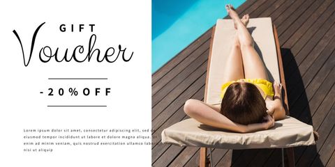 Relaxing Poolside Gift Voucher Banner with Promotional Discount - Download Free Stock Templates Pikwizard.com