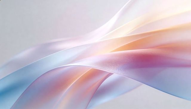 Ethereal pastel ribbons flowing and floating in translucent layers with soft sparkle