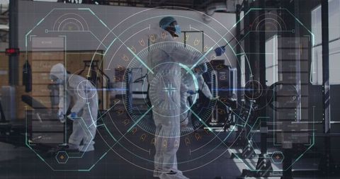 Health Workers Using Disinfectants in Gym with Futuristic Interface - Download Free Stock Images Pikwizard.com