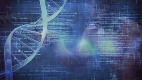 Futuristic DNA Strand with Technology and Fitness Background