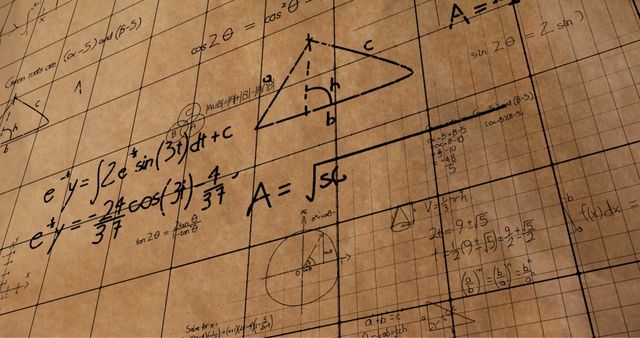 Abstract Mathematical Formulas on Brown Textured Background - Download Free Stock Images Pikwizard.com