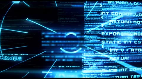 Digital Data Processing Animation with Futuristic Code