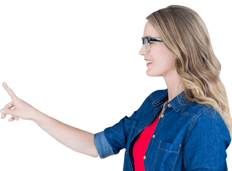 transparent woman with glasses pointing finger and smiling - Download Free Stock Videos Pikwizard.com