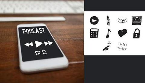 Smartphone Playing Podcast Episode with App Icons Illustrations - Download Free Stock Templates Pikwizard.com