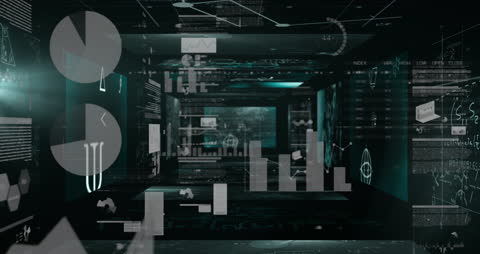 Dynamic Animation of Futuristic Data Processing in Dark Setup