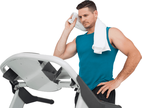 athletic man cooling down after treadmill exercise in gym - Download Free Stock Videos Pikwizard.com