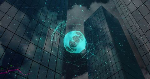 Digital Network Interfaces Overlaying Urban Skyscrapers