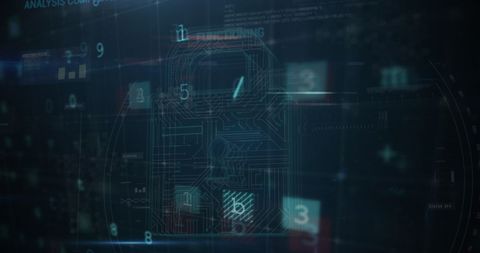 Futuristic Cybersecurity Interface with Digital Lock and Data - Download Free Stock Images Pikwizard.com
