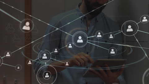 Male Doctor Engaging in Digital Network Connections