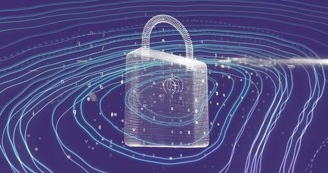 Digital Padlock with Cybersecurity and Network Lines - Download Free Stock Images Pikwizard.com