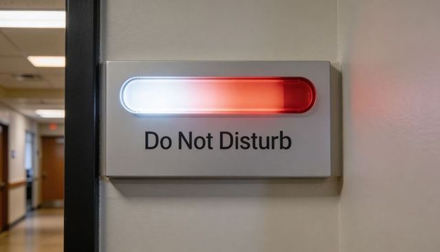 Do not disturb led door sign with red white indicator light in medical corridor