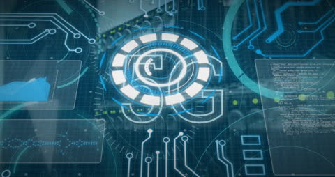 Futuristic Digital Network Interface with Globe Hologram