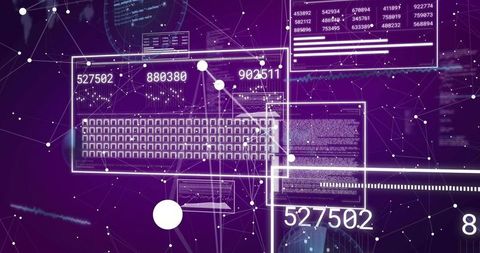 Futuristic Cyberspace Network with Digital Grid Overlay