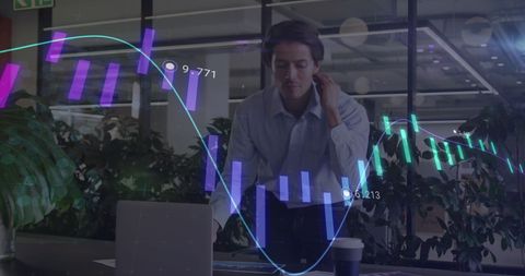 Businessman Analyzing Digital Financial Data Interfaces