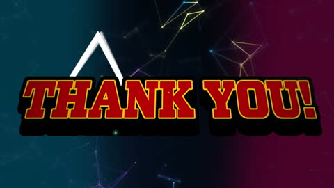 Colorful Digital Thank You Message over Geometric Pattern