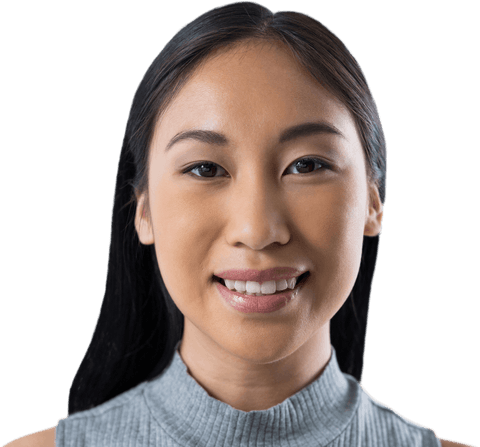 Transparent Portrait of Smiling Woman with Neutral Background