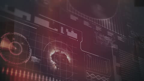 Futuristic Holographic Interface with Globe and Graphs