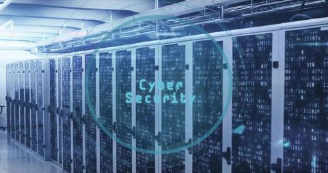 Cybersecurity Concept with Data Processing in Server Room - Download Free Stock Images Pikwizard.com
