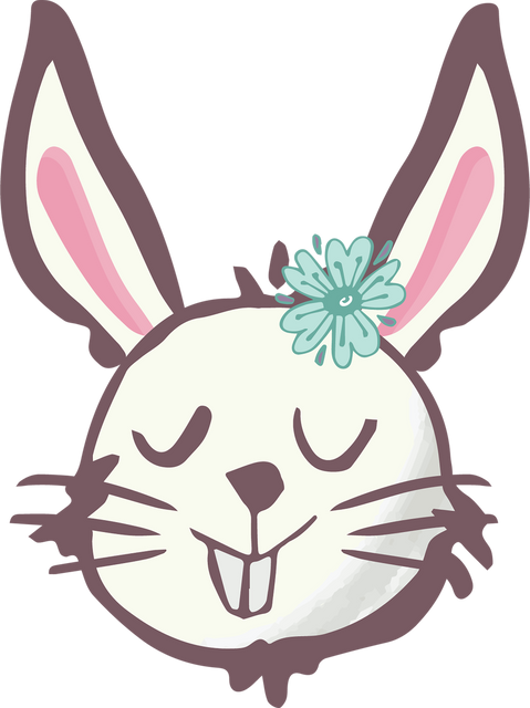 Adorable Easter Bunny Head With Flower Illustration on Transparent Background - Download Free Stock Videos Pikwizard.com