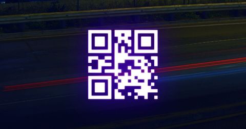Glowing Neon QR Code With Futuristic Digital Banking and Online Security Theme