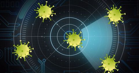 Digital Representation of COVID-19 Cells on Tech Background
