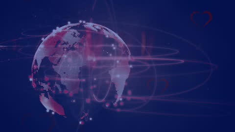 Rotating Digital Globe with Futuristic Connections