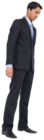 Focused Asian Businessman Transparent Background Professional Attire