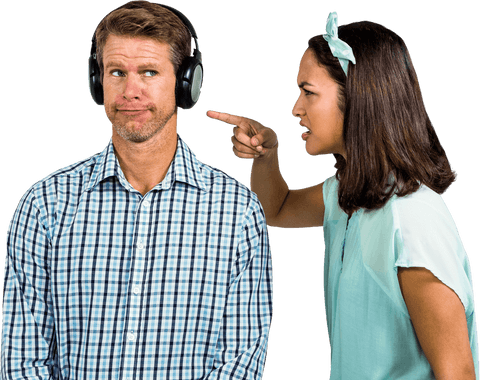 Couple Arguing Overhead Phones on Transparent Background - Download Free Stock Videos Pikwizard.com