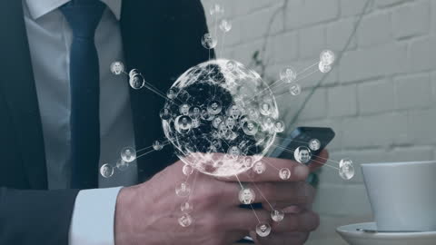Global Networking Concept with Businessman Using Smartphone