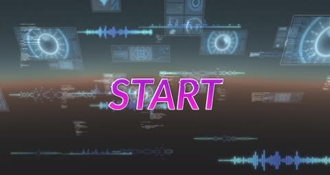 Futuristic Data Interface with Start Text