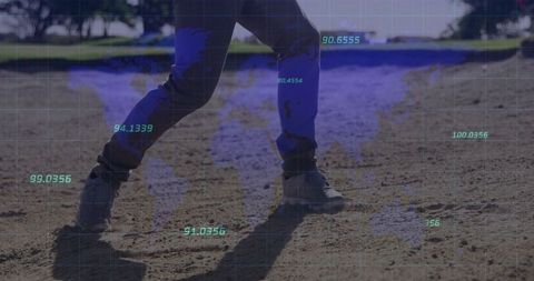 Person Aligning Data Points Upon World Map Grid Exterior