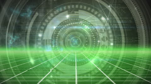 Futuristic Digital Interface with Network Connections and Scanning