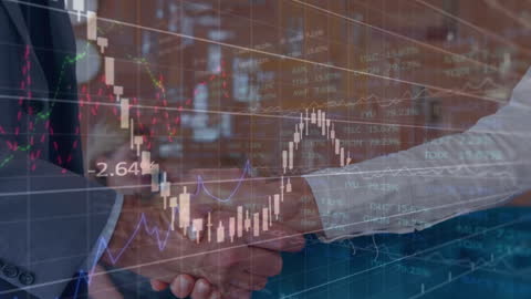 Business Handshake with Financial Chart Overlay Symbolizing Partnership
