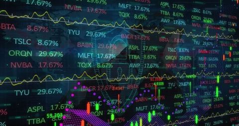 Dynamic Stock Market Data Display on Vibrant Trading Console
