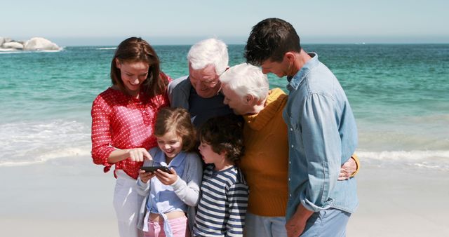 Happy Multigenerational Family Enjoying Time at Beach - Download Free Stock Images Pikwizard.com