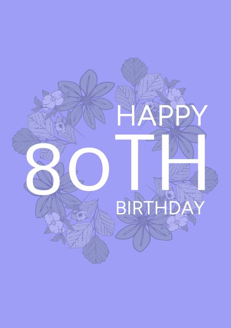 Perfect for celebrating a loved one's milestone 80th birthday. Features a beautiful floral design on a purple background, suitable for birthday invitations or greeting cards. The elegant and sophisticated design makes it ideal for both personal and formal birthday celebrations.