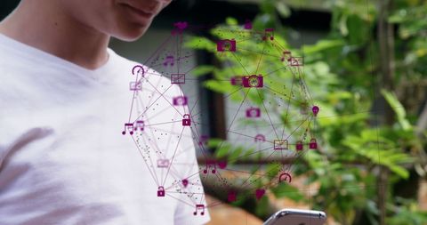 Teenager Engaged with Digital Technology Outdoors