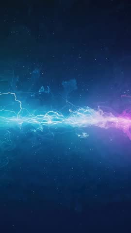 Pulsing Cyan-Magenta Energy Ribbon Rippling Through Starfield Vertical Loop Background