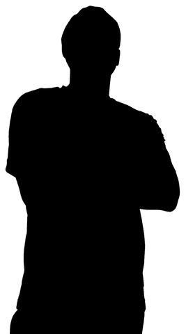 Silhouette of man with crossed arms on transparent background vector