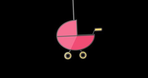 Red Baby Carriage Symbol Hanging on Black Background - Download Free Stock Images Pikwizard.com