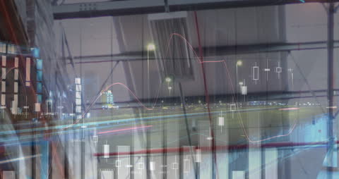 Multi-Ethnic Professionals with Financial Data Graphs Overlay