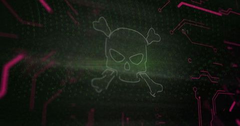 skull and crossbones over digital binary code background symbolizing cyber threat - Download Free Stock Images Pikwizard.com